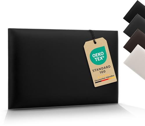 VELUYA Wandpolster Wandkissen Rechteck – Öko-Leder, Polsterplatte 70 x 30 cm, Polsterpaneele, Oeko-TEX, Made in EU, Schwarz S01