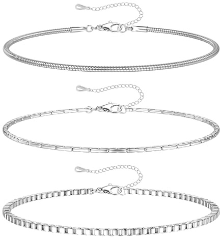 RMMD Mens Bracelets - 3 Pcs Bracelets for Men Stainless Steel Bracelet Adjustable Cuban Link Chain Figaro Rope Chain Bracelet Jewellery Gifts for Men Him Dad Boyfriends Husband