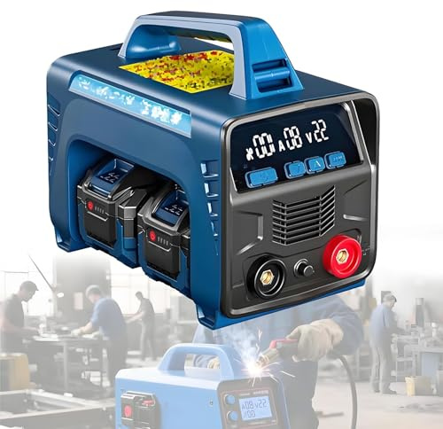 Poste à souder sans fil, poste à souder à fil fourré/à fil fourré alimenté par batterie, poste à souder CC, poste à souder portable, avec écran LED, démarrage à chaud, arc électrique antiadhésif et