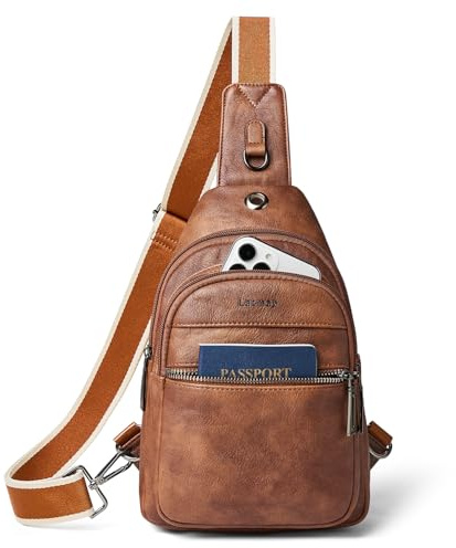 LATMAP 7L Damen Bauchtasche Sling Bag Damen PU Leder Cross Body Bag Klein Adjustable Strap Brusttasche Leicht Crossbag Travel Essentials