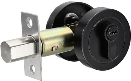 QUARKZMAN Cerradura De Pomelo Redonda De Seguridad, Cerradura De Seguridad De Un Solo Cilindro Ajustable De Acero Inoxidable Con Retroceso De 2-3/8 A 2-3/4 Para Puertas De 1-3/8