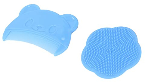 LUCKDANO Baby Comb for 2PCS Baby Scalp Brush Set - Soft Sensory Silicone Bath Brush for Newborns - Gentle Scalp Cleaning Tool - Ideal for Cradle Cap & Itchy Care (Blue)