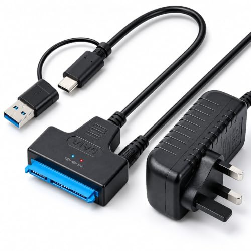 SATA to USB 3.0 Cable for 3.5 and 2.5 Inch HDD SSD with 12V 2A Power Supply
