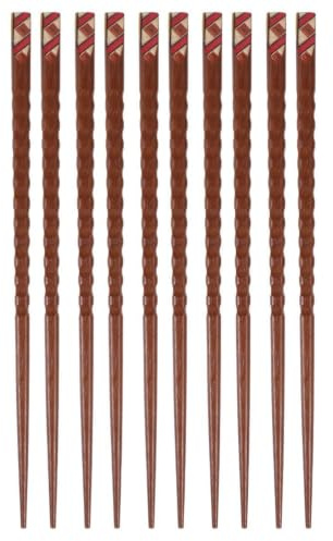 TOYANDONA Set di 5 Paia di Bacchette Cinesi Appuntite in Legno di Ferro, Pratiche e Riutilizzabili Confezione Singola, per Uso Domestico e Professionale