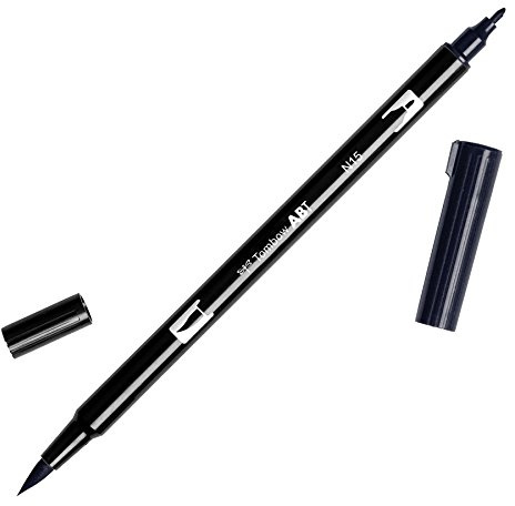 Tombow ABT Dual Brush Pen, ABT-N15, Stift mit zwei Spitzen, perfekt fürs Hand Lettering und Bullet Journal, wasservermalbar, black