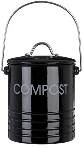 Premier Housewares 510019 Compost Bin with Handle - Black H20 x W15 x D15cm
