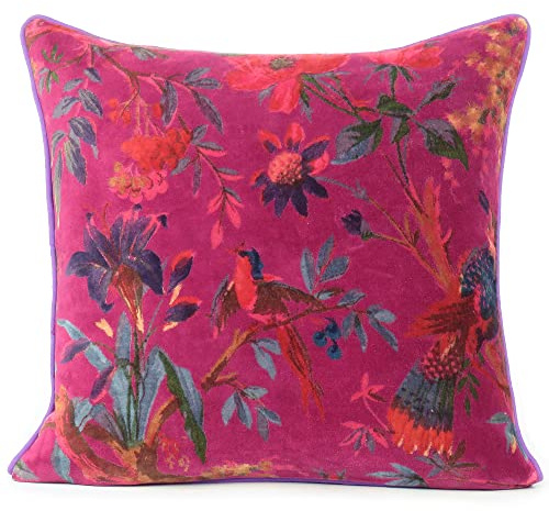 Eyes of India bunt samt Vogel Wurf Sofa Kissen Sofa Kissenbezug Boho dekorativ Böhmisches Indian - Weinrot, 16 X 16 in. (40 X 40 cm)