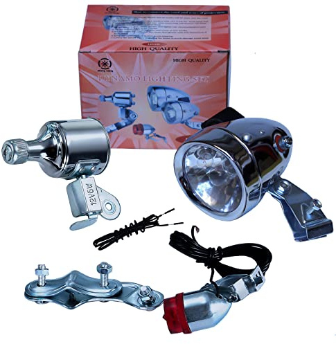 Glenparts 12V 6W Motorized Bike Friction Generator Dynamo Headlight TailLight Kit