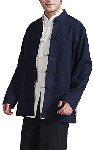Daoba Cinese Tang Tops Uomo - Primavera Autunno Cappotto Entrambi i Lati Giacca a Maniche Lunghe Arti Marziali Kung Fu Camicie Tang Vestito Cinese Costumi Nazionali