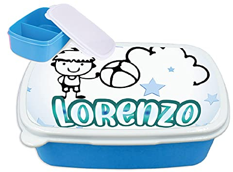 gadgeteventi Contenitore Porta Pranzo merenda Bimbi Personalizzabile Bambini Adatto per Il Tuo Bimbo Quando va a Scuola (Azzurro)