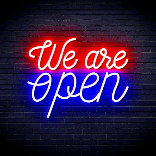 We 're Open Flex Silikon-LED-Neonschild – Rot & Blau – st16s33-fnu0424-rb