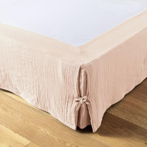Cache-sommier Gaze de Coton 140 x 190 cm Gaia Rose Clair
