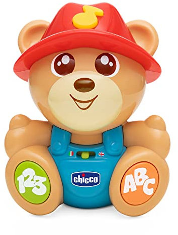 Chicco Teddy l’Amico Orsetto, Orsetto Parlante Interattivo, Gioco Educativo ed Evolutivo Bilingue Italiano/Inglese, Imparare Lingue e Numeri, Curiosità sugli Animali, 2 Modalità di Gioco,6 Mesi-3 Anni