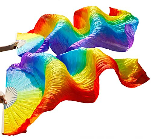 Bauchtanz-Schleier aus Kunstseide, für Bauchtanz, chinesische Seide, Fächer, Schleier, handgefertigt, gefärbte Seide, 20-tw Imitationsseide, 150 x 90 cm