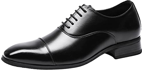 ANUFER Formell affärskvällskor för män, snygga Oxfords tåhätta, mikrofiber, läder, bröllopsskor, svart, 41 EU