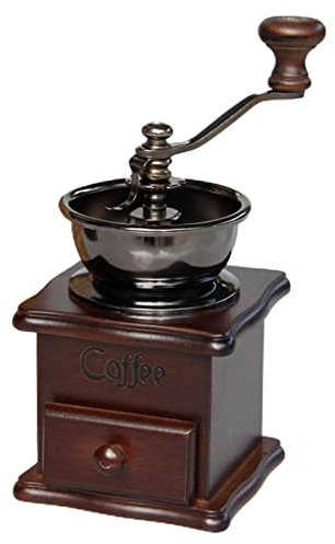 JINGAN Caffettiera Antica | Caffè Manuale - Caffè Manovella Ceramica Antica Vintage Legno con Caffè Stile Retro Caffè Mano Grano