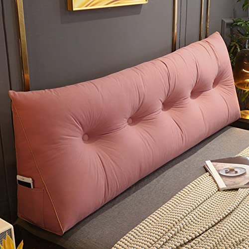 RAKTOV Bequemes Lendenkissen, Lesekissen, Rückenlehne, dreieckiges Kopfteil, Keilkissen, großes Kissen für Erkerfenster, Tatami, Sofa, Schlafzimmer, 100 x 50 x 20 cm, Pink
