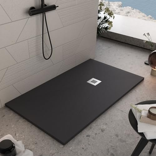 OLIMPO DOCCE - Piatto doccia nero in marmoresina | Piletta Gratis - STAR PLUS - 80x180