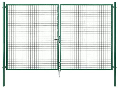 Alberts 603175 Wellengitter-Doppeltor | verschiedene Breiten und Höhen | verzinkt grün | Pfosten 60 mm | Höhe 200 cm | Breite 300 cm