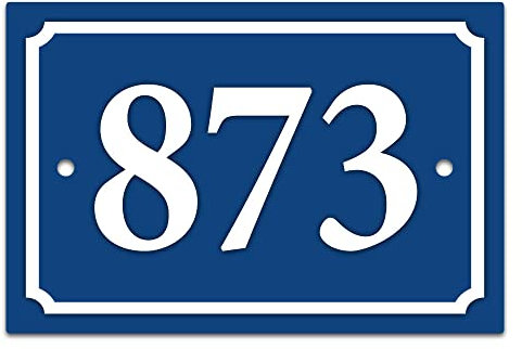 Plaque numéro de maison en aluminium 1,5mm. Plaque de rue numéro de maison en alu avec chiffres plexigglass en relief. Signalétique officielle numéro de maison en aluminium - Plaque Bleu RAL 5010 / Te