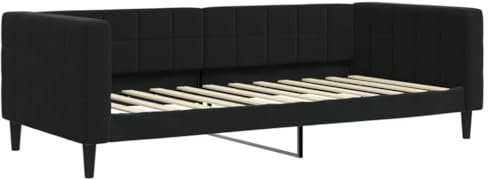 vidaXL Tagesbett, Gästebett 2-in-1, Sofabett Schlafsofa für Schlafzimmer Wohnzimmer, Bettsofa Sofa, Modernes Design, Schwarz 90x200cm Samt