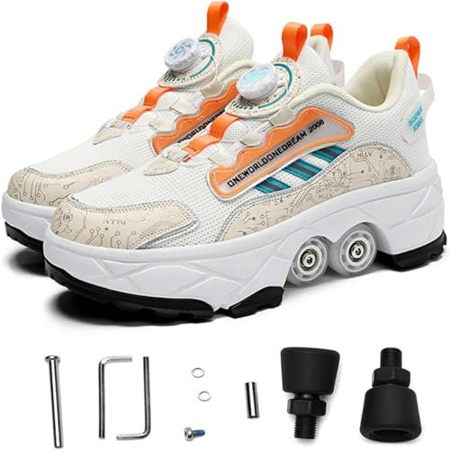 Roller Skate Schuhe für Frauen, Kick Speed Roller Schuhe Skates, die an Schuhe im Freien Pop Out Skates für Mädchen Jungen befestigen,39