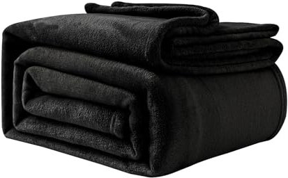 Good Nite Coperta in pile soffice, 130 x 150 cm, per divani, morbida, grande, per adulti, lavabile in lavatrice (nero, singolo)