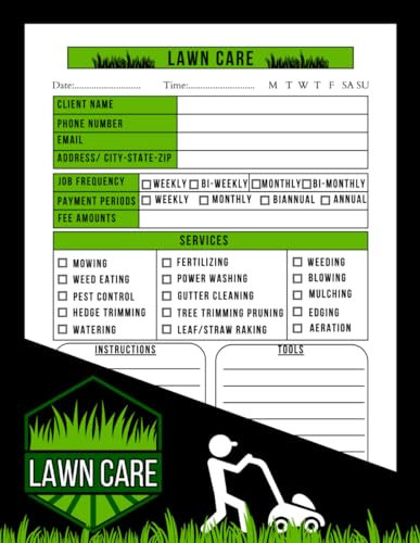 Lawn Care Client Log Book: Landscaping Records for Client Data, Job Appointments, Service Needs, Estimated Costing and Task Instructions