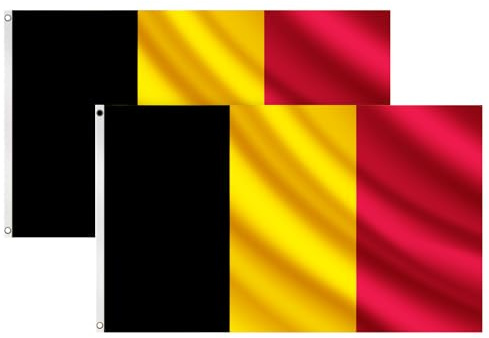 COCOSY 2 Stück Belgien Fahne - 90 x 150 cm 100% Polyester Belgien Flagge mit Messing-Ösen - Wetterfeste & Langlebige België Belgique Flagge für Sport & Feierlichkeiten