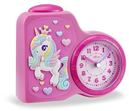 Atlanta Einhorn Kinderwecker ohne Ticken für Mädchen Rosa - 2145/17