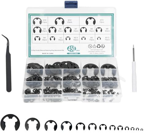 Anillos Sujetar E Circlip de Seguridad, 450 Circlips Internos E Clip 13 Tamaños, Inoxidable Circlips Presión con Destornillador y Pinzas, Anillo de Retención Externo Para Reparaciones Electrónicas