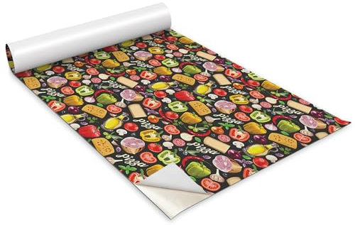 Wallfluent for Kitchen Living Room 100x50 cm / 39,4x33,1 inch Self Adhesive Plastic Roll Cabinets Contact Paper Furniture Sticker Covering Matt Wallpaper Peel and Stick - Ingredients for Pizza