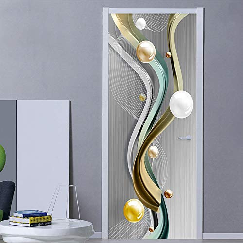 FYRHLH Türtapete Selbstklebend Abstrakte Kunst-Muster 3D Türaufkleber, Entfernbar Wasserdicht Tür Aufkleber Heimdekoration für Schlafzimmer, Wohnzimmer, Badezimmer, Wandaufkleber B85 x H205cm