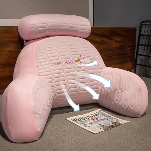 HYSMF Lesekissen für Kinder, zum Aufsitzen im Bett, Rückenlehnenstütze, Rückenkissen zum Sitzen im Bett zum Lesen, Design, süßes Rückenkissen für Erwachsene und Kinder, Pink-L