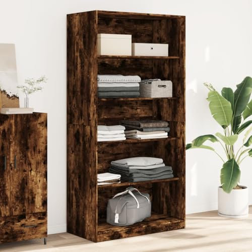 Rantry Schrank Eiche Rauchgrau 100 x 50 x 200 cm aus mehrschichtigem Holz, Büromöbel, Aufbewahrungsschrank