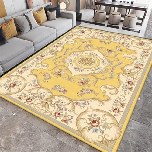 RUGMRZ Terrassenmatten Für Draußen Bodenteppich Schlafzimmer Rechteckiger Gelber Teppich Wohnzimmer Bedruckter Maschinenwaschbar 180X280Cm 5Ft 10.9''X9Ft 2.2''