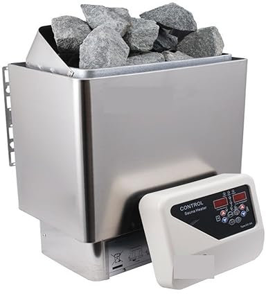 Stufa per Sauna, Riscaldatore for sauna a parete in acciaio inossidabile da 4,5 kW con telecomando, controllo interno con display digitale,per sauna/doccia/bagno