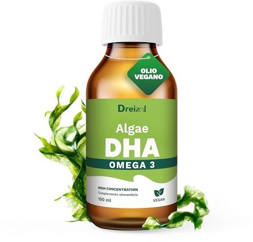 Dreizol by Brudy Lab - Algae DHA – Aceite Omega 3 Vegano de Alta Concentración a partir de Microalgas, DHA con Vitamina E - Sabor Limón y Menta - Sin Gluten ni Lácteos - 100 ml