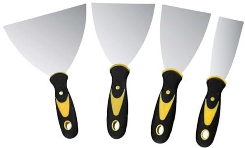 4pcs Couteau à Enduire, Spatules à Mastic en Acier Inoxydable avec Poignée en Plastique Spatule a Enduire Spatule Bricolage