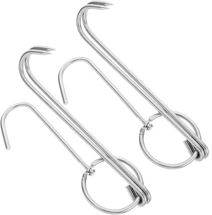 LABRIMP 2 pièces Crochets à Viande Acier Inoxydable Supports Robustes pour Barbecue et Boucherie Crochets Doubles pour Suspension et Fumage de Viande Accessoires Polyvalents pour Gril