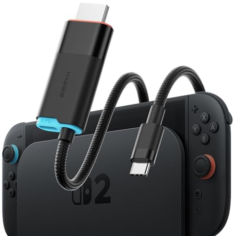 Hagibis Switch 2 Dock, Lightweight Replacement, 100W PD 4K@60Hz HDMI. | Compact swap for bulky official dock, no base needed. 2m cable lets you play from the sofa. Switch 1/2, Steam Deck, ROG Ally.