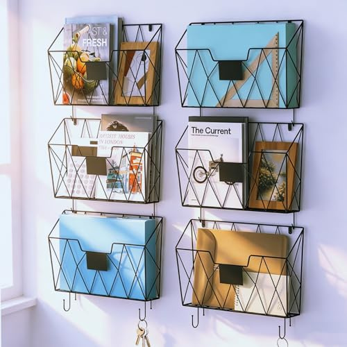 UOMIO 6-teiliges Zeitschriftenregal zur Wandmontage, A4-Zeitungshalter