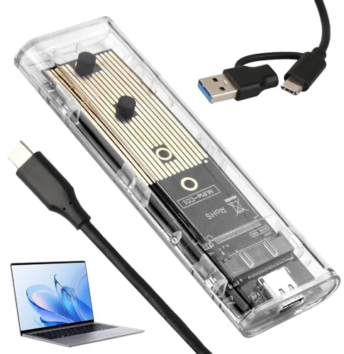 Carcasa ssd m2 nvme,Lector SSD 2230/2242/2260/2280 M-Key,10Gbps USB-C | Caja Externa para Disco Duro M.2 NVMe, Compatible con Windows, Mac OS, Linux y Android,Compatible con USB 3.1 Gen2 y UASP
