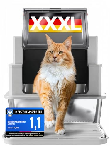 Samtpfote® „Grande“ Edelstahl Katzenklo – XXXL Katzentoilette 70×50 cm, geschlossen oder offen nutzbar – für Maine Coon & große Katzen, auslaufsicher & leicht zu reinigen