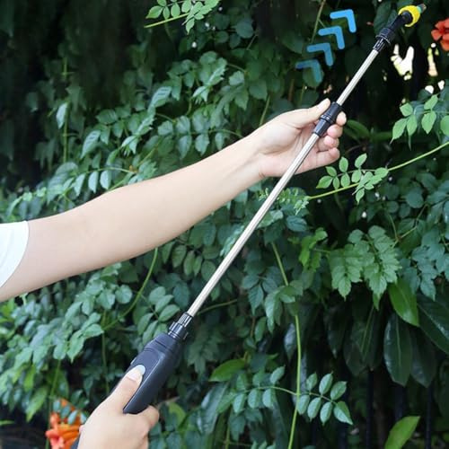 Zilimontt Spruzzatore elettrico da giardino con serbatoio d'acqua da 8 litri, asta telescopica e 3 modalità di spruzzo per la cura del prato, irrigazione delle piante e pulizia esterna (5 L)