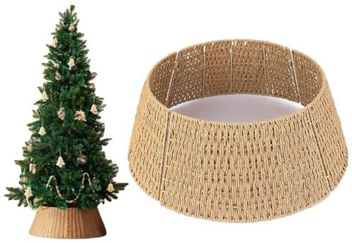 65 cm Weihnachtsbaum Kragen, Handgefertigter Rattan-Weihnachtsbaumkragen, Gewebter Weidenkorb-Basisständer, Rustikale Bauernhaus-Dekoration, Natürlicher Baumrock für Weihnachten