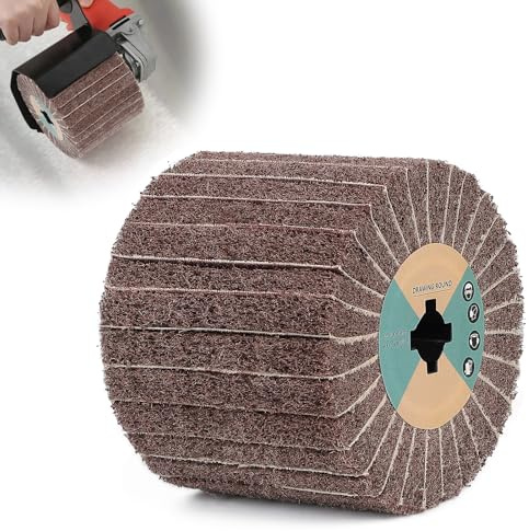 EXLECO Cepillo de Rodillo Abrasivo para Lijadora Electrica 19x120x100mm, Grano 120 de Fibra Sintética con Papel de Lija para Pulidora, Satinado para Pulido de Superficies de Madera y Metal
