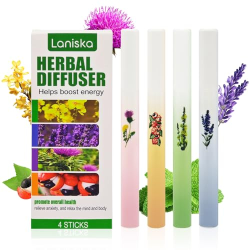 4 PCS Pen de Diffusor de Hierbas Naturales,Inhalador Natural-Herbal Diffuser,Mejora la Respiración,Alivia la Ansiedad,Inhalador Nasal de Aromaterapia,Fórmula Suave a Base de Hierbas