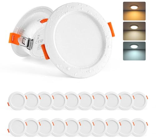 Sanyoung LED Spots 230V, 5W Einbaustrahler LED 68mm, 3CCT, 20er Set | Warmweiß Neutralweiß Kaltweiß Deckenspots, 65-80mm Lochmaß, 380LM, IP44 Einbauleuchten für Badezimmer Küche