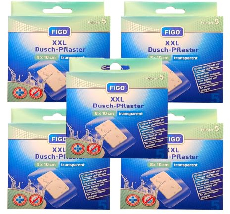 3x5 Pflaster Pkg XXL Duschpflaster, transparent – Wasserfester Wund Verband | 15x Wasserfeste Pflaster